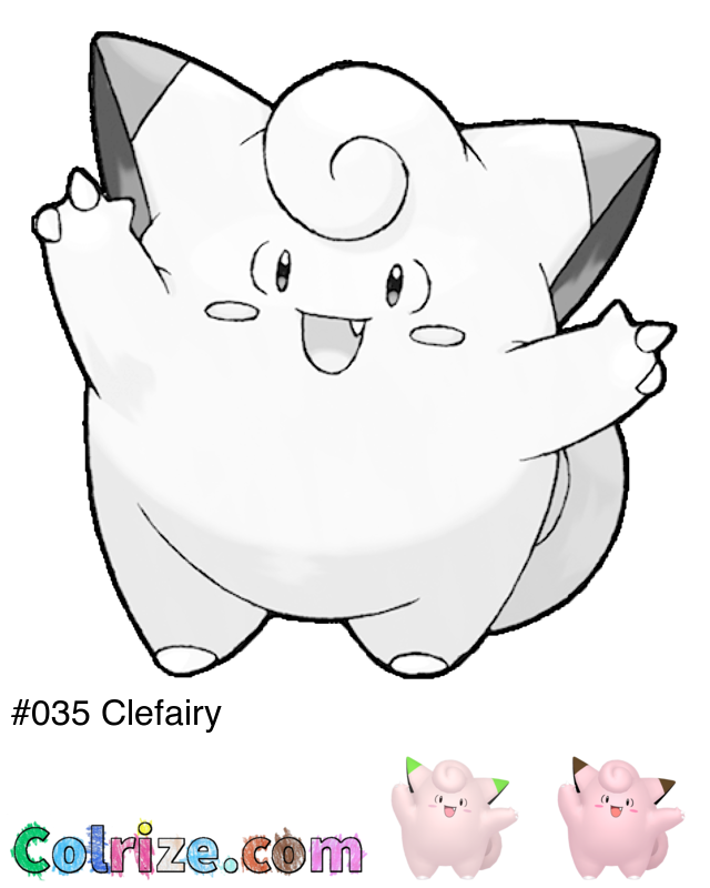 Pokemon Clefairy coloring page + Shiny Clefairy coloring page