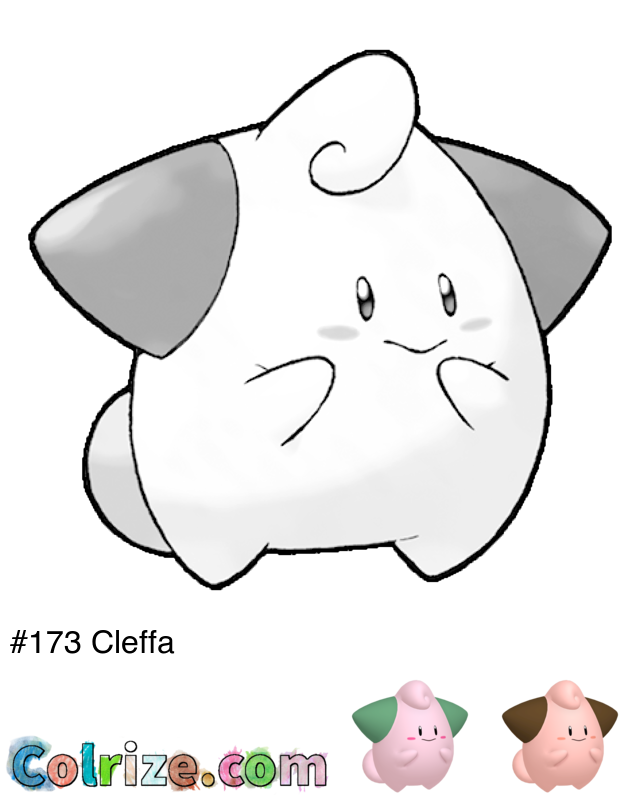 Pokemon Cleffa coloring page + Shiny Cleffa coloring page