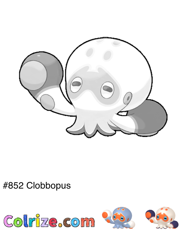 Pokemon Clobbopus coloring page + Shiny Clobbopus coloring page