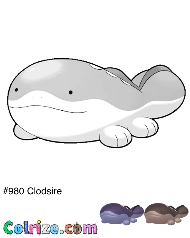 Pokemon Clodsire coloring page + Shiny Clodsire coloring page