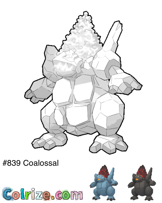 Pokemon Coalossal coloring page + Shiny Coalossal coloring page