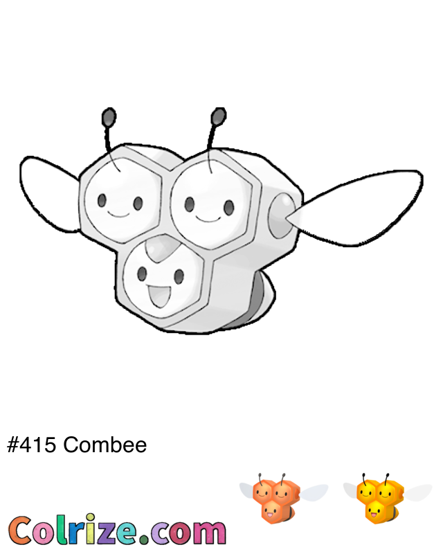 Pokemon Combee coloring page + Shiny Combee coloring page