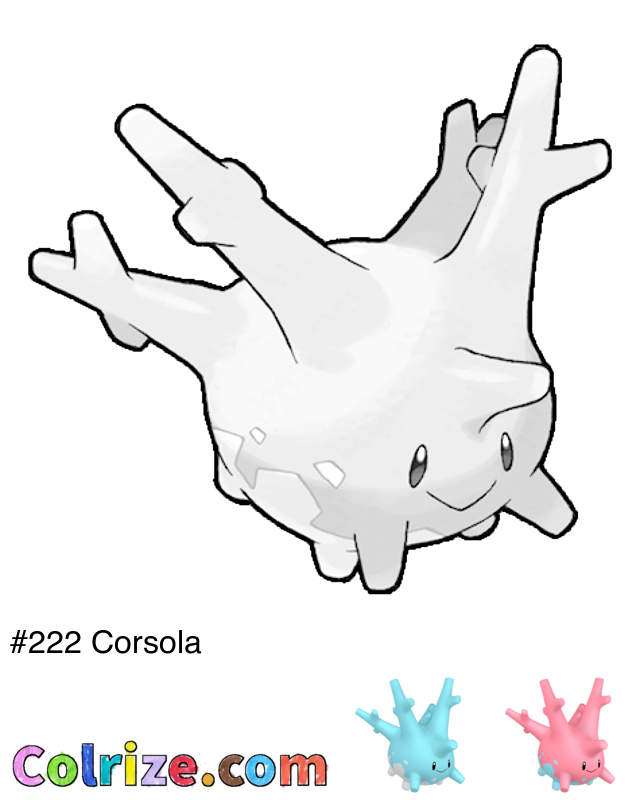 Pokemon Corsola coloring page + Shiny Corsola coloring page
