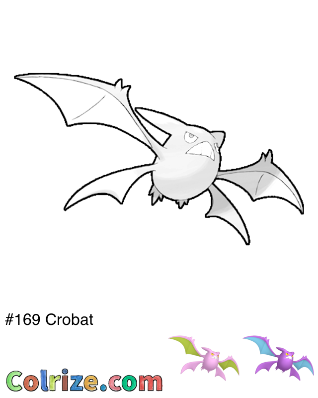 Pokemon Crobat coloring page + Shiny Crobat coloring page