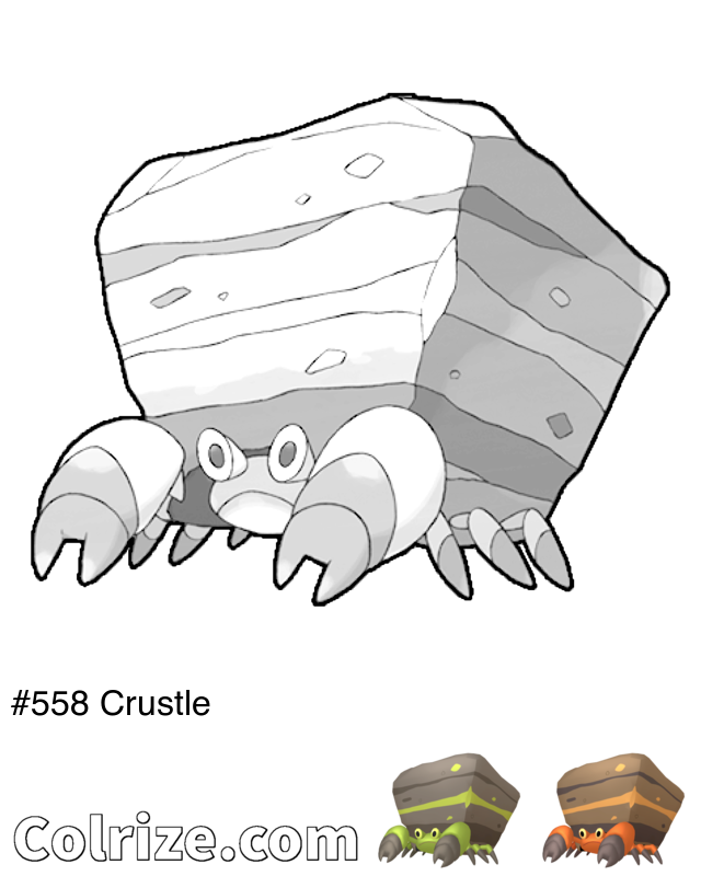 Pokemon Crustle coloring page + Shiny Crustle coloring page