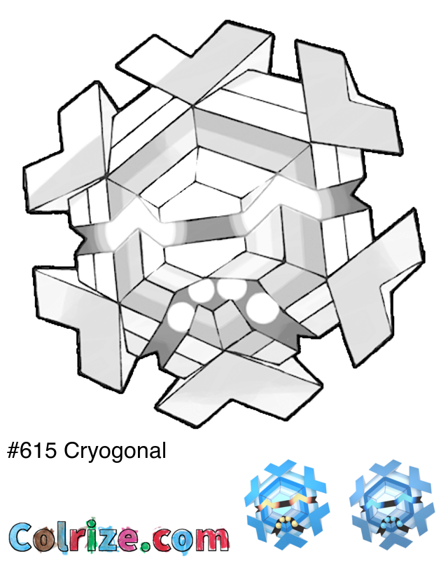 Pokemon Cryogonal coloring page + Shiny Cryogonal coloring page