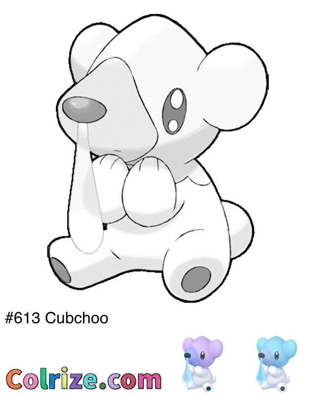 Pokemon Cubchoo coloring page + Shiny Cubchoo coloring page