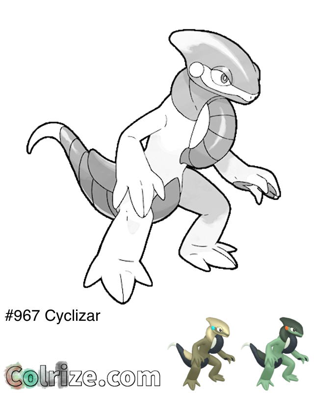 Pokemon Cyclizar coloring page + Shiny Cyclizar coloring page