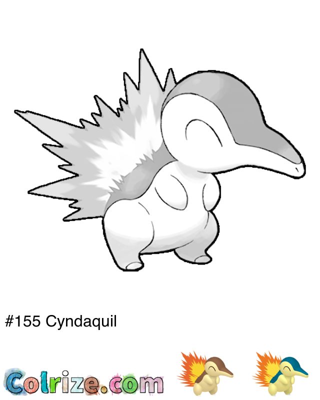 Pokemon Cyndaquil coloring page + Shiny Cyndaquil coloring page