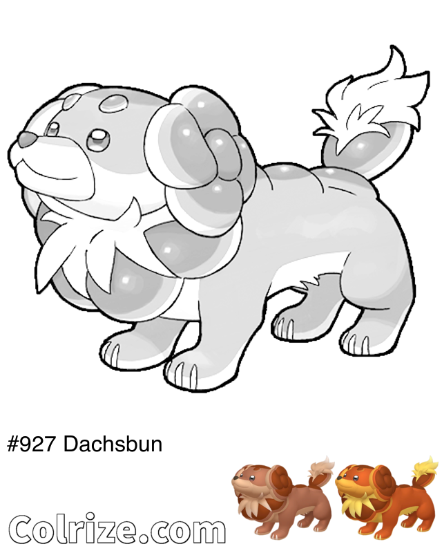 Pokemon Dachsbun coloring page + Shiny Dachsbun coloring page