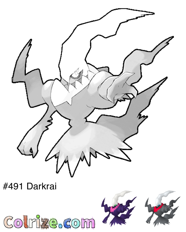 Pokemon Darkrai coloring page + Shiny Darkrai coloring page