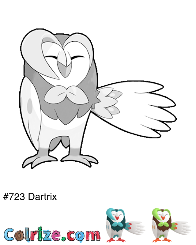 Pokemon Dartrix coloring page + Shiny Dartrix coloring page