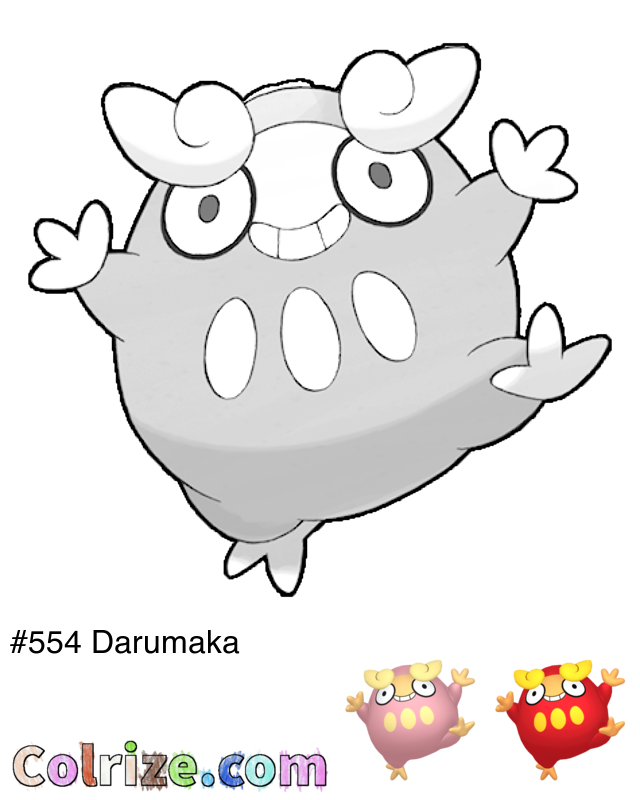 Pokemon Darumaka coloring page + Shiny Darumaka coloring page