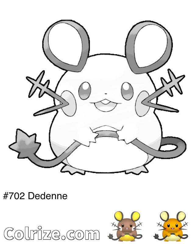 Pokemon Dedenne coloring page + Shiny Dedenne coloring page