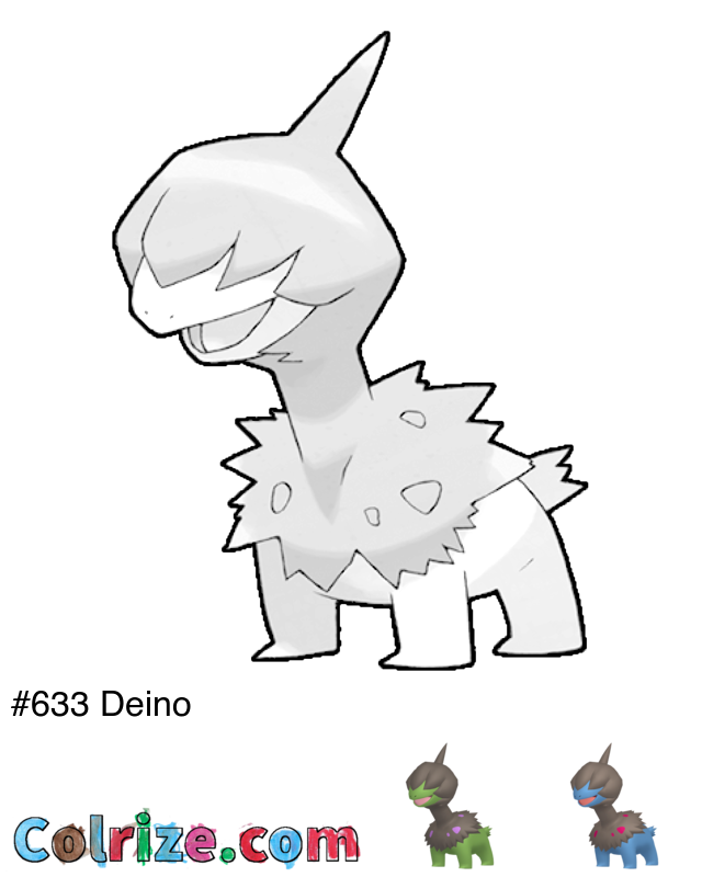 Pokemon Deino coloring page + Shiny Deino coloring page