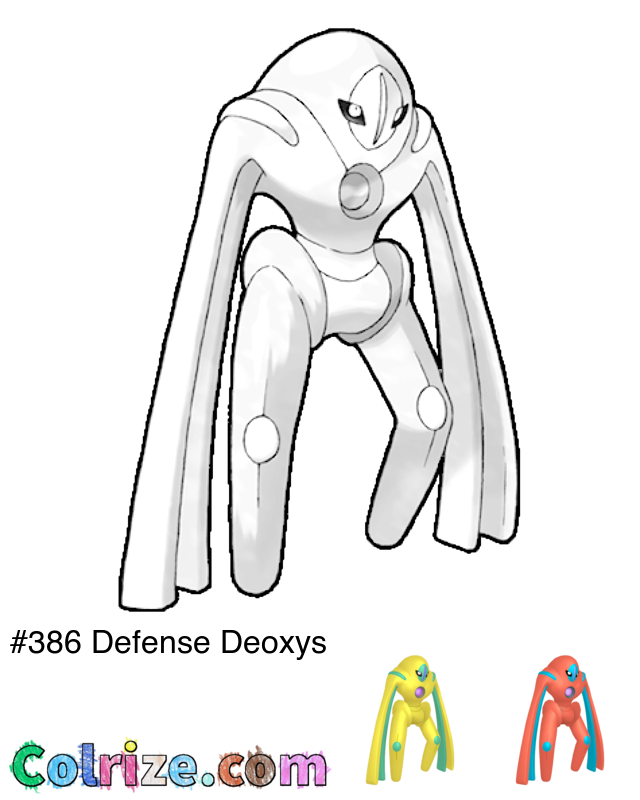 Pokemon Defense Deoxys coloring page + Shiny Defense Deoxys coloring page