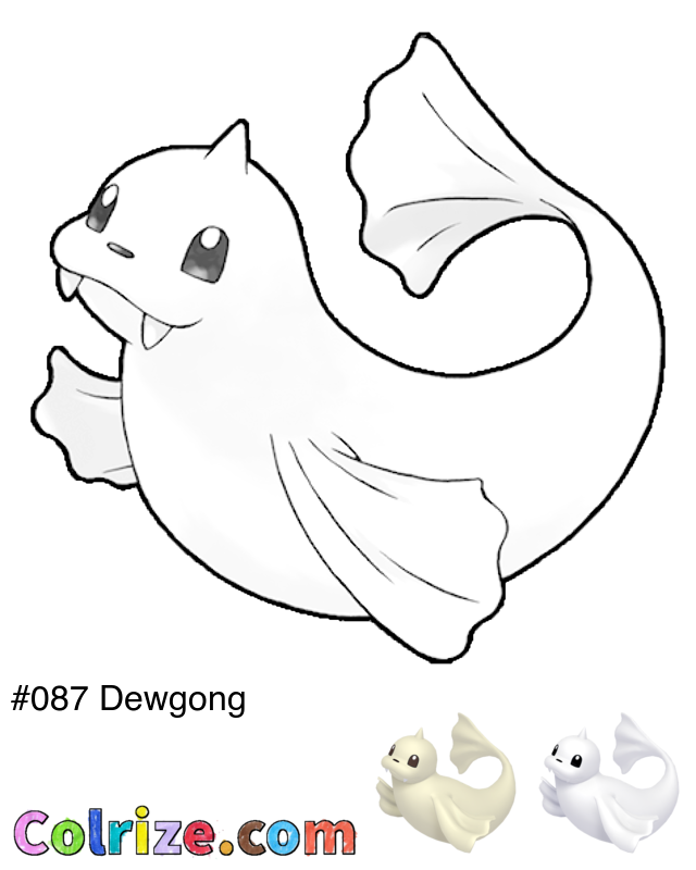 Pokemon Dewgong coloring page + Shiny Dewgong coloring page