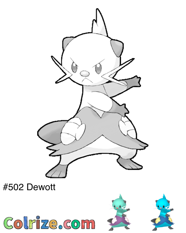 Pokemon Dewott coloring page + Shiny Dewott coloring page