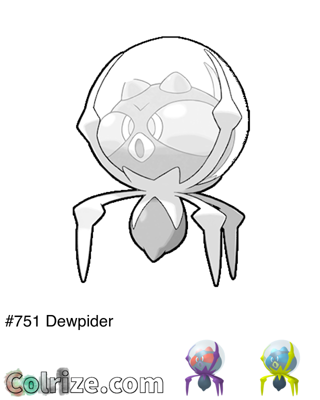 Pokemon Dewpider coloring page + Shiny Dewpider coloring page