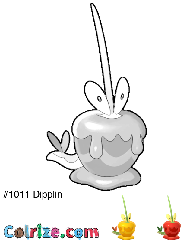 Pokemon Dipplin coloring page + Shiny Dipplin coloring page