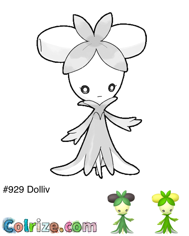 Pokemon Dolliv coloring page + Shiny Dolliv coloring page