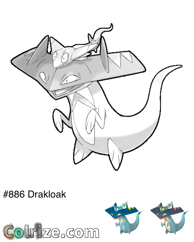 Pokemon Drakloak coloring page + Shiny Drakloak coloring page