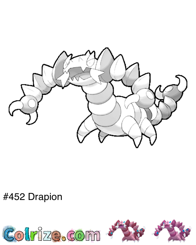 Pokemon Drapion coloring page + Shiny Drapion coloring page