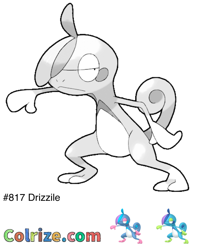 Pokemon Drizzile coloring page + Shiny Drizzile coloring page