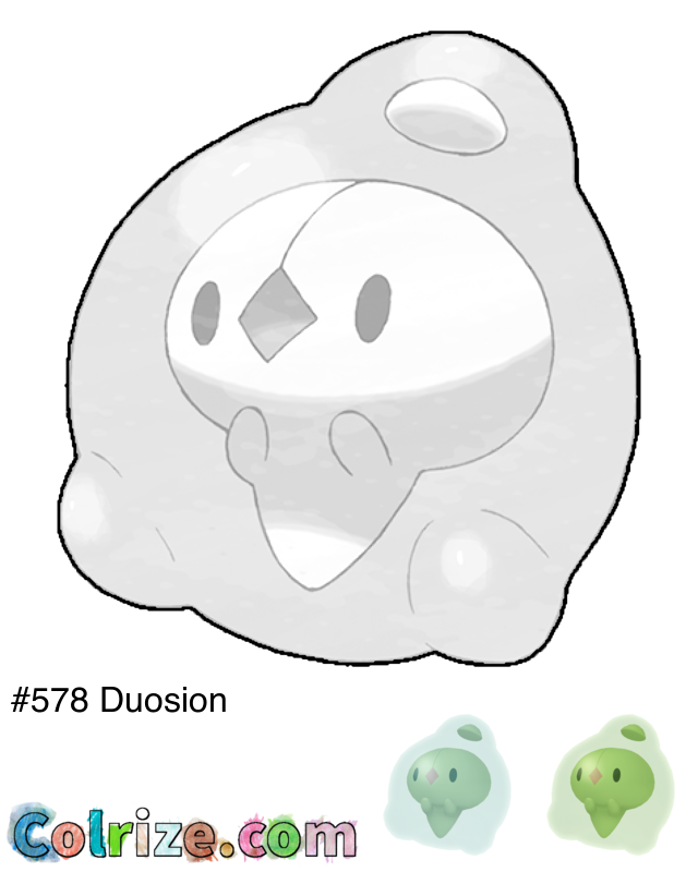 Pokemon Duosion coloring page + Shiny Duosion coloring page