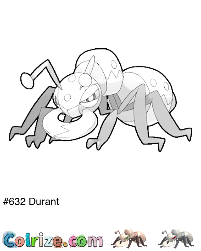 Pokemon Durant coloring page + Shiny Durant coloring page