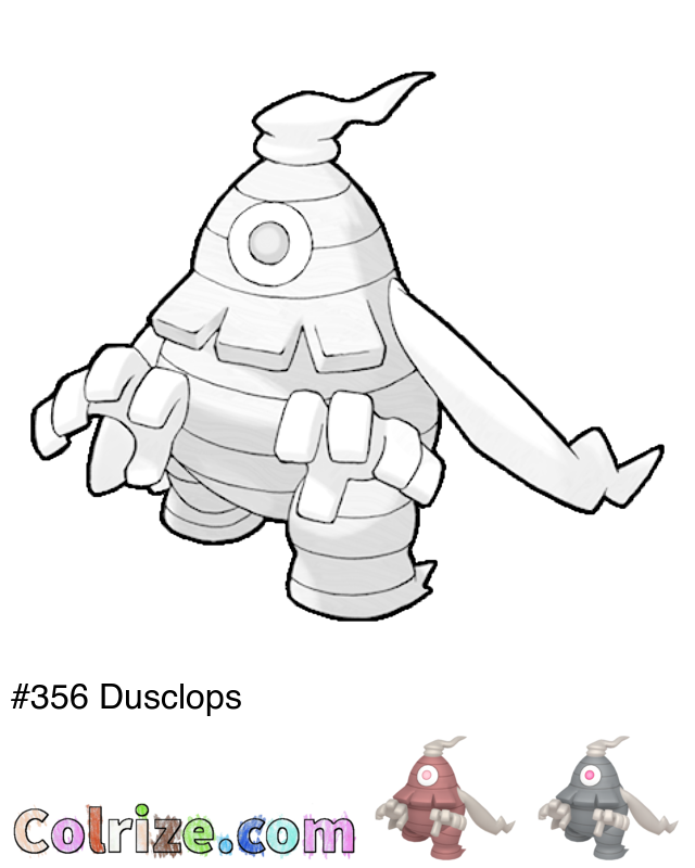 Pokemon Dusclops coloring page + Shiny Dusclops coloring page