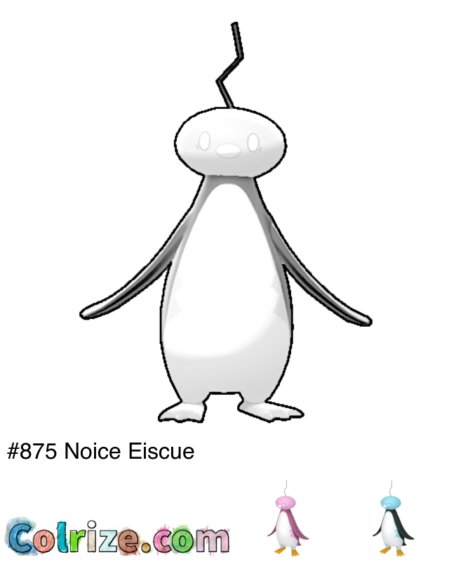 Pokemon Noice Eiscue coloring page + Shiny Noice Eiscue coloring page