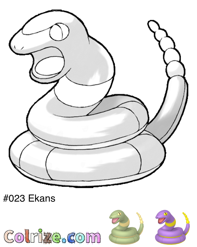 Pokemon Ekans coloring page + Shiny Ekans coloring page