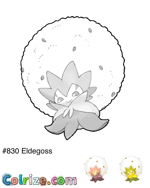 Pokemon Eldegoss coloring page + Shiny Eldegoss coloring page