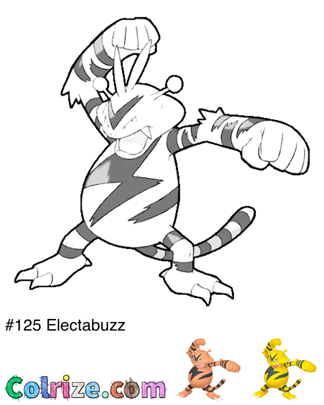 Pokemon Electabuzz coloring page + Shiny Electabuzz coloring page