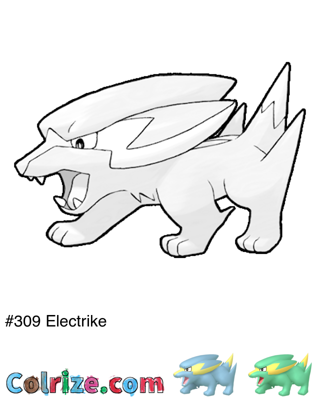 Pokemon Electrike coloring page + Shiny Electrike coloring page