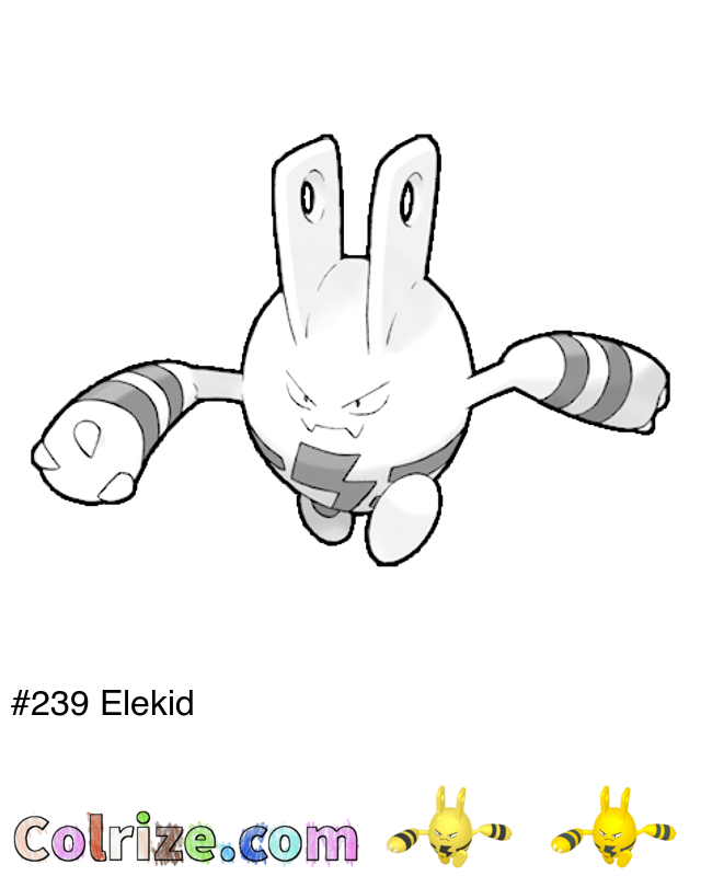 Pokemon Elekid coloring page + Shiny Elekid coloring page