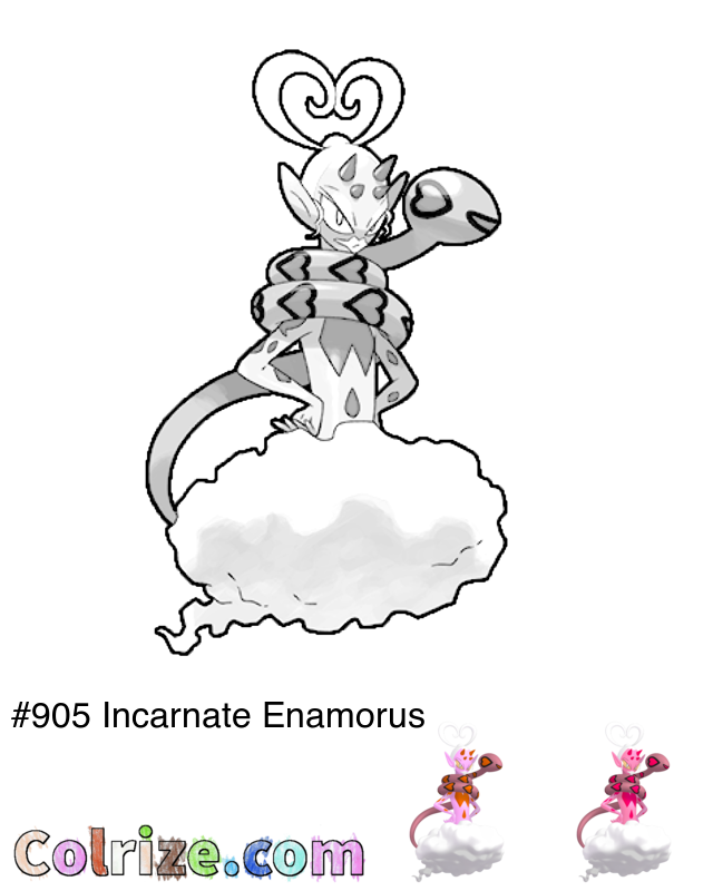 Pokemon Incarnate Enamorus coloring page + Shiny Incarnate Enamorus coloring page
