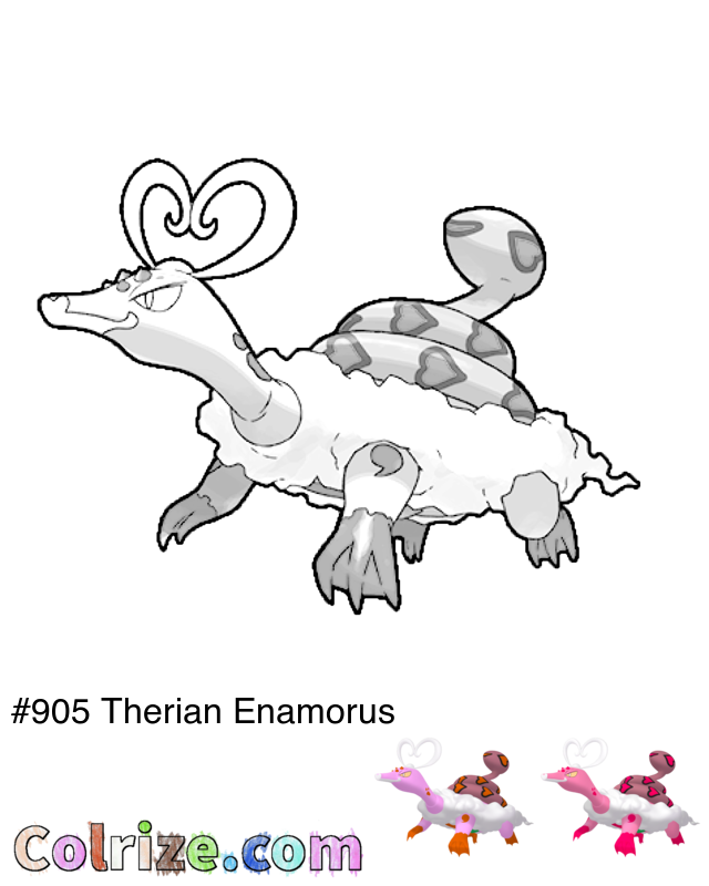Pokemon Therian Enamorus coloring page + Shiny Therian Enamorus coloring page