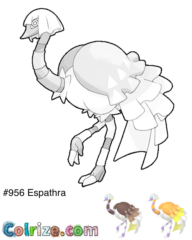 Pokemon Espathra coloring page + Shiny Espathra coloring page
