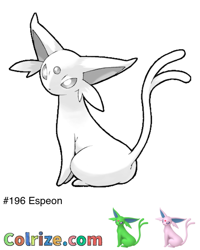 Pokemon Espeon coloring page + Shiny Espeon coloring page