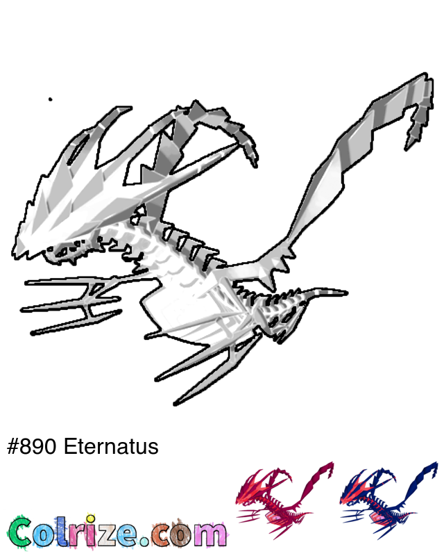 Pokemon Eternatus coloring page + Shiny Eternatus coloring page
