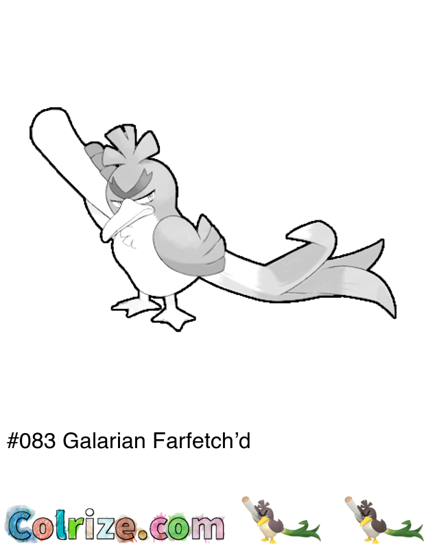 Pokemon Galarian Farfetch’d coloring page + Shiny Galarian Farfetch’d coloring page