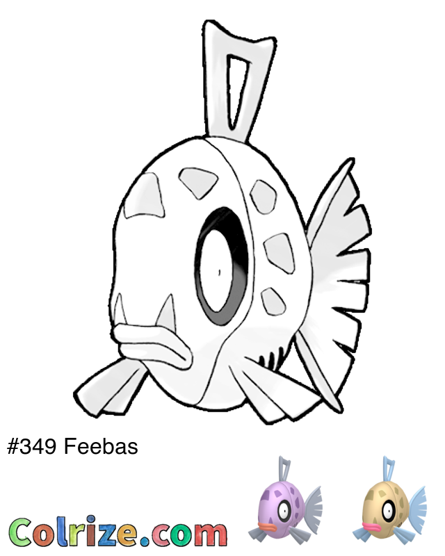Pokemon Feebas coloring page + Shiny Feebas coloring page