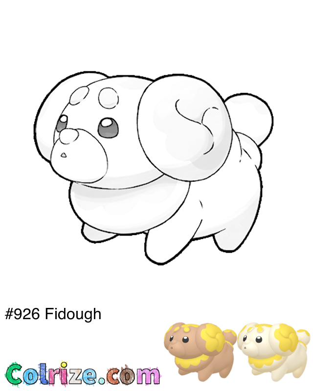 Pokemon Fidough coloring page + Shiny Fidough coloring page