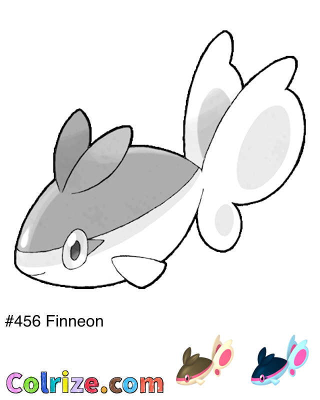 Pokemon Finneon coloring page + Shiny Finneon coloring page