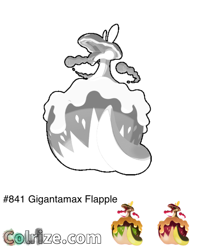 Pokemon Gigantamax Flapple coloring page + Shiny Gigantamax Flapple coloring page