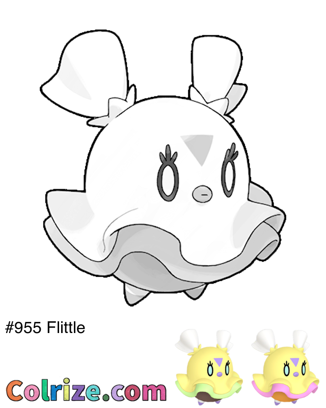 Pokemon Flittle coloring page + Shiny Flittle coloring page