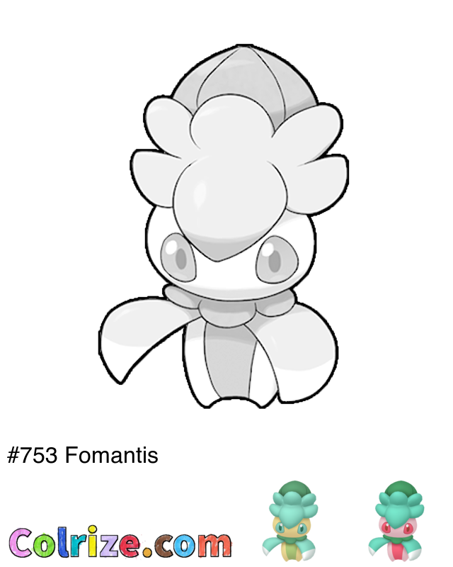 Pokemon Fomantis coloring page + Shiny Fomantis coloring page