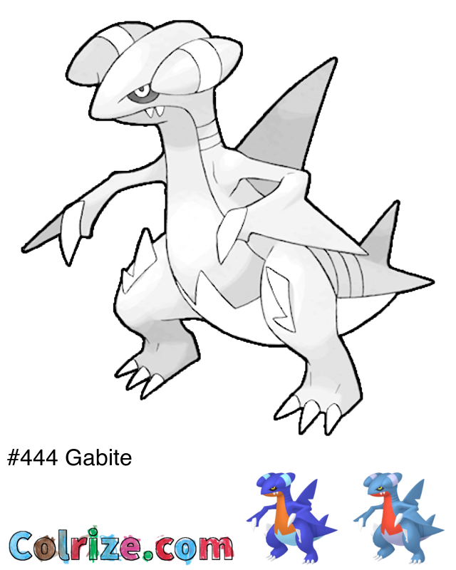 Pokemon Gabite coloring page + Shiny Gabite coloring page